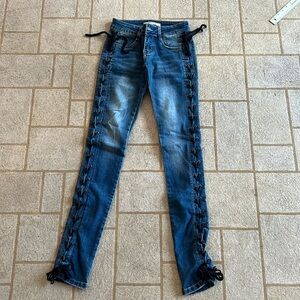 Skinny Side-Laced Y2K Low Rise Rockstar UK Jeans